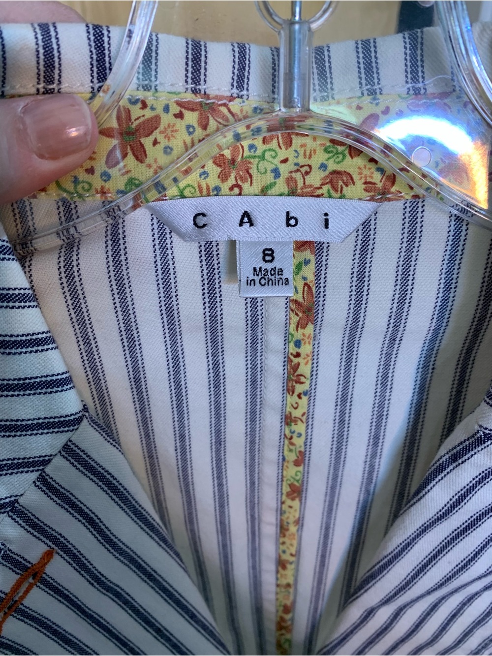 Cabi Size 8 Capsule: Striped Blazer with Boot Cut Jeans in White & Dark Denim - Picture 5 of 15